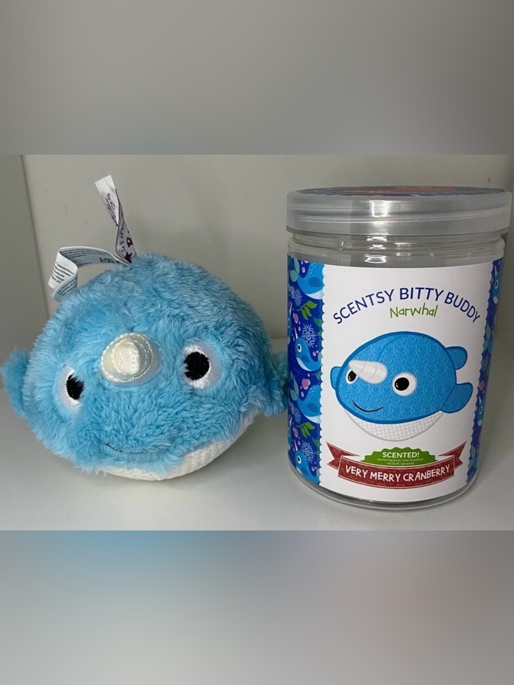 Scentsy Bitty Buddy Narwhal  - Very Merry Cranberry NEW in Package